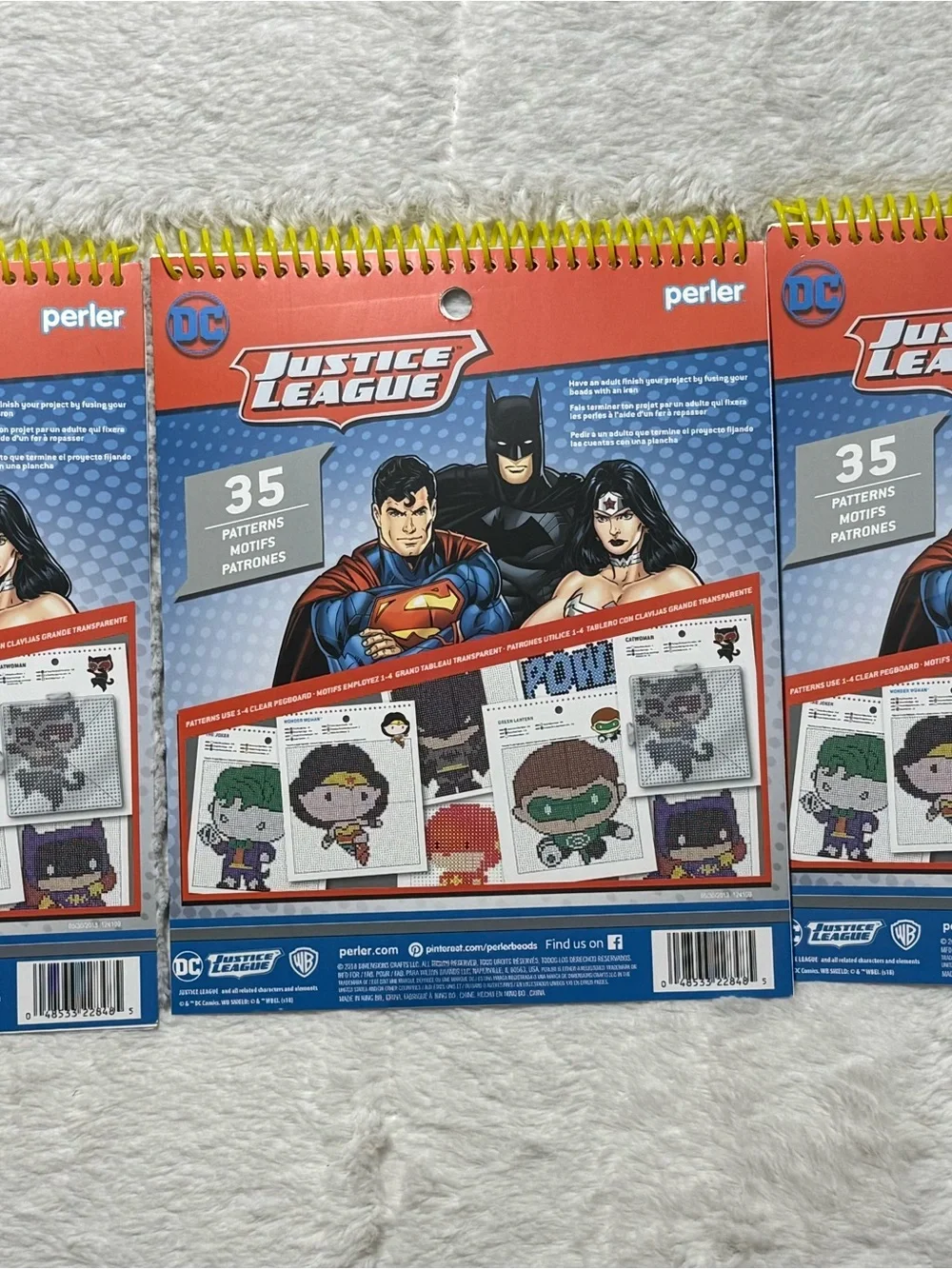 Set of 3 NEW Justice League Book of 35 Perler Patterns for Ages 6+